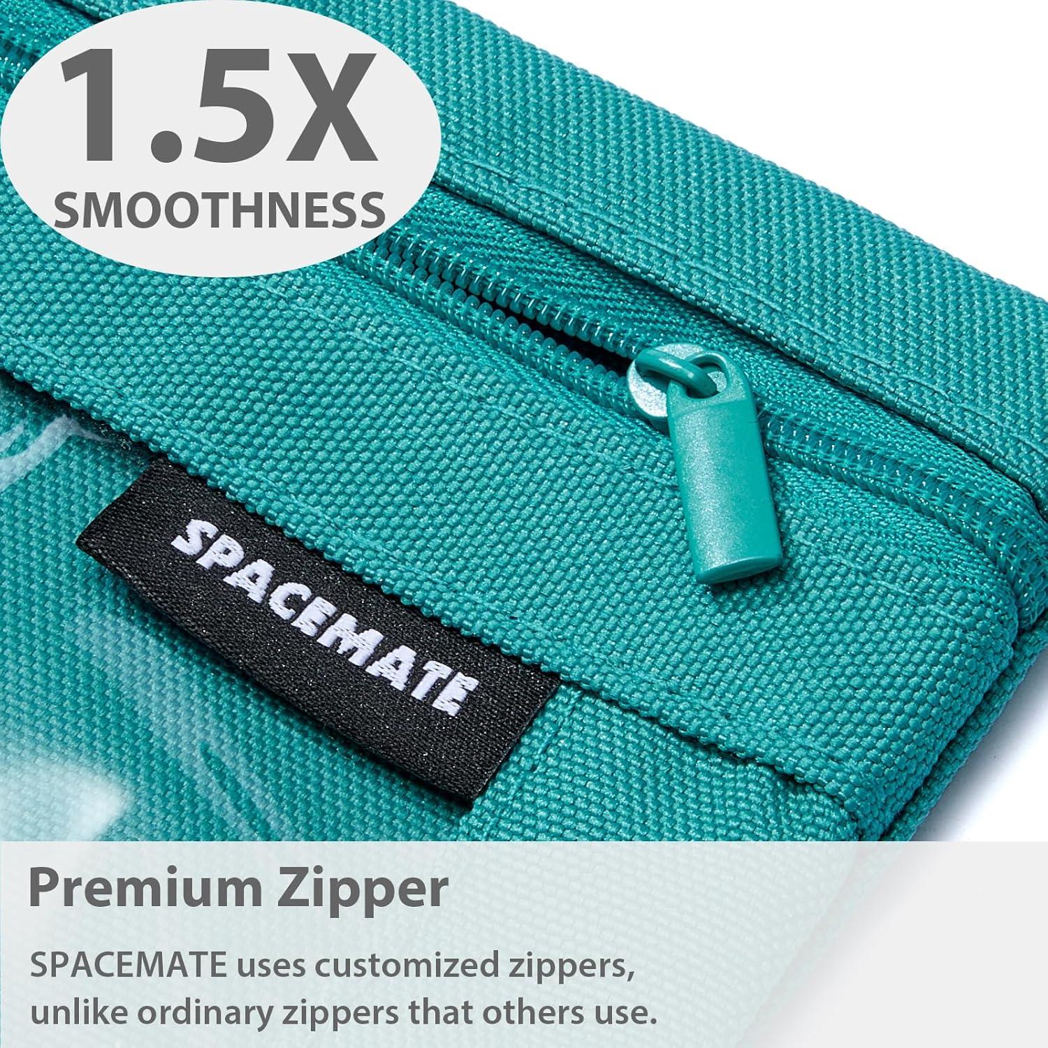 imageSPACEMATE 2 Pack Binder Pencil Pouch Case Box Bag for 3 Ring Binder School Supplies Girls Boys Kids Clear Preppy Stuff Large Aesthetic Pen Organizer Back to College Stationary Light PurpleTeal