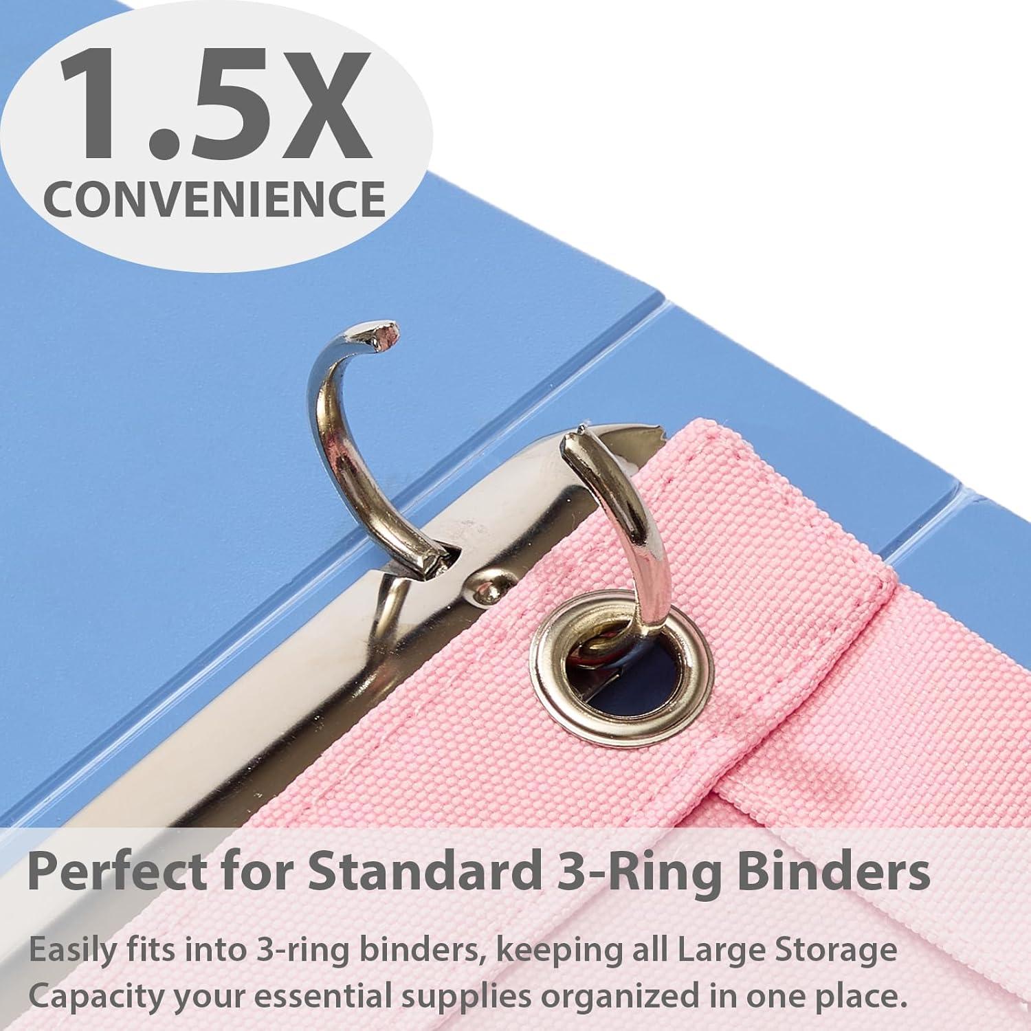 imageSPACEMATE 2 Pack Binder Pencil Pouch Case Box Bag for 3 Ring Binder School Supplies Girls Boys Kids Clear Preppy Stuff Large Aesthetic Pen Organizer Back to College Stationary Light PurpleLight Pink