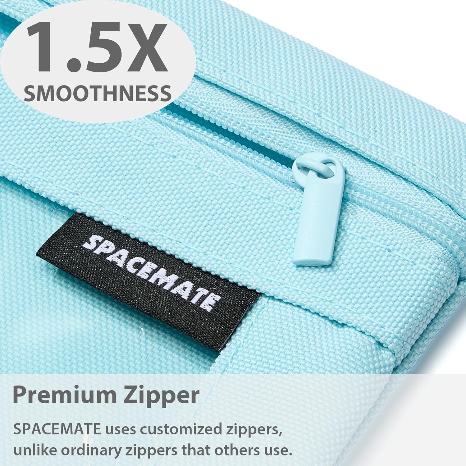 imageSPACEMATE 2 Pack Binder Pencil Pouch Case Box Bag for 3 Ring Binder School Supplies Girls Boys Kids Clear Preppy Stuff Large Aesthetic Pen Organizer Back to College Stationary Light PurpleEggshell Blue