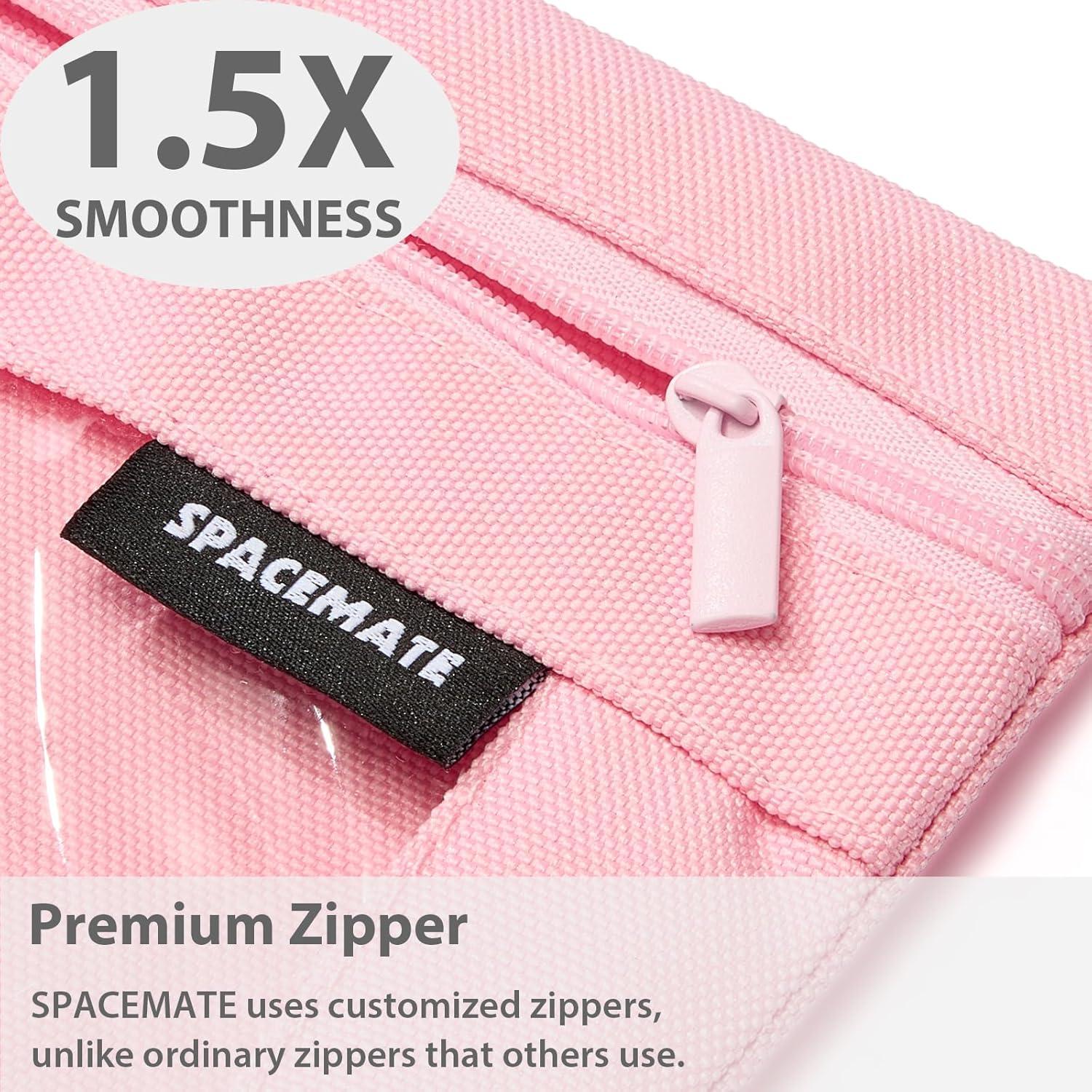 imageSPACEMATE 2 Pack Binder Pencil Pouch Case Box Bag for 3 Ring Binder School Supplies Girls Boys Kids Clear Preppy Stuff Large Aesthetic Pen Organizer Back to College Stationary Light PurpleLight Pink