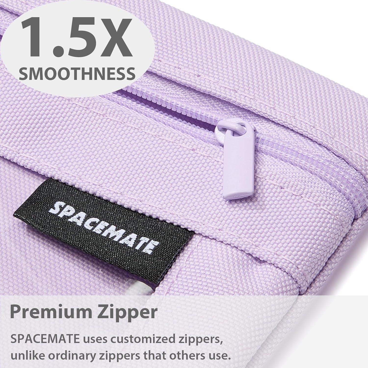 imageSPACEMATE 2 Pack Binder Pencil Pouch Case Box Bag for 3 Ring Binder School Supplies Girls Boys Kids Clear Preppy Stuff Large Aesthetic Pen Organizer Back to College Stationary Light PurpleLight Purple