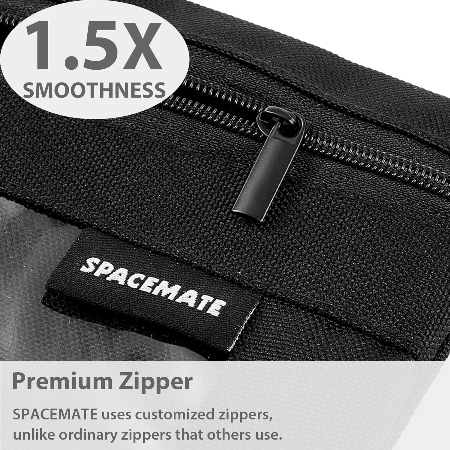 imageSPACEMATE 2 Pack Binder Pencil Pouch Case Box Bag for 3 Ring Binder School Supplies Girls Boys Kids Clear Preppy Stuff Large Aesthetic Pen Organizer Back to College Stationary Light PurpleCoal Black