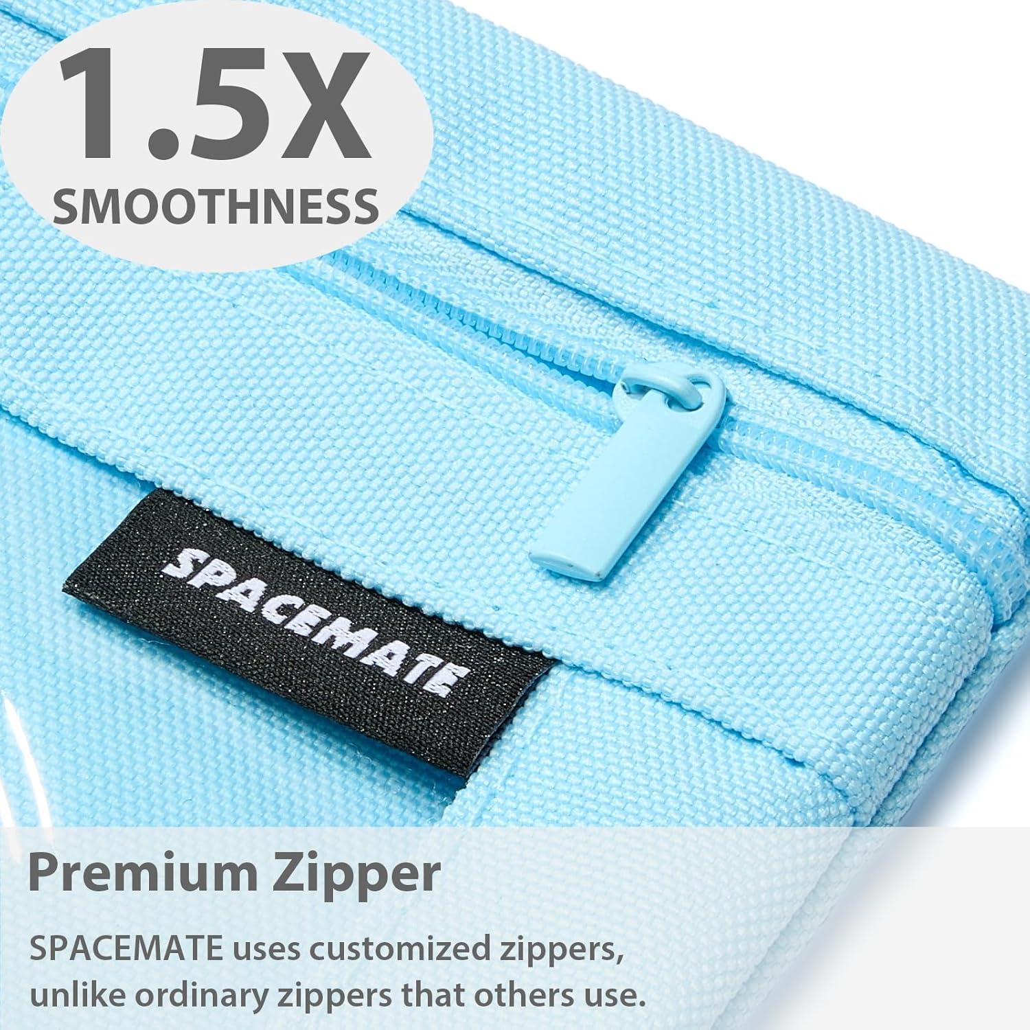 imageSPACEMATE 2 Pack Binder Pencil Pouch Case Box Bag for 3 Ring Binder School Supplies Girls Boys Kids Clear Preppy Stuff Large Aesthetic Pen Organizer Back to College Stationary Light PurpleSky Blue