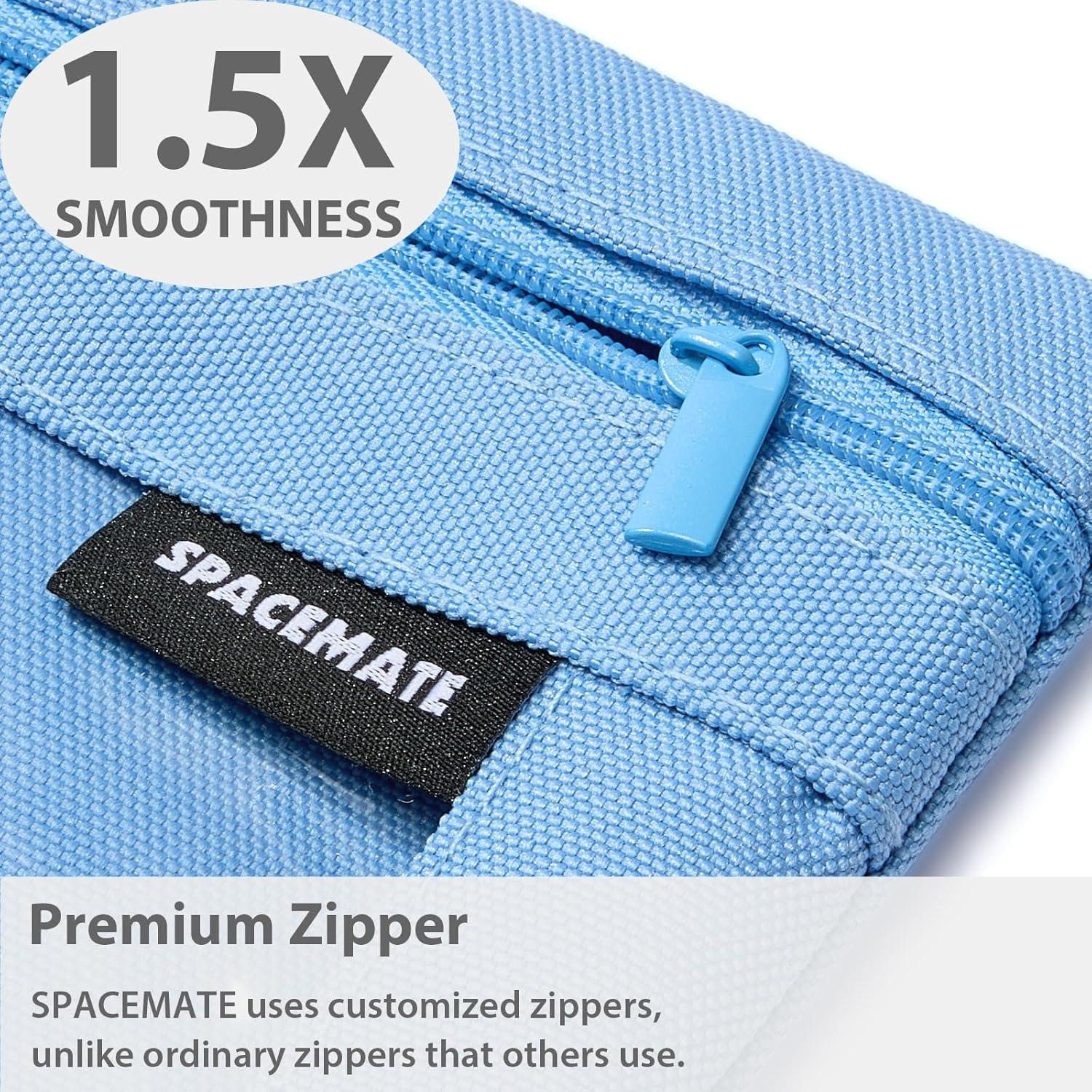 imageSPACEMATE Binder Pencil Pouch Case Box Bag for 3 Ring Binder School Supplies Girls Boys Kids Clear Preppy Stuff Large Aesthetic Pen Organizer Back to College Stationary 1 Pack GrayCornflower Blue