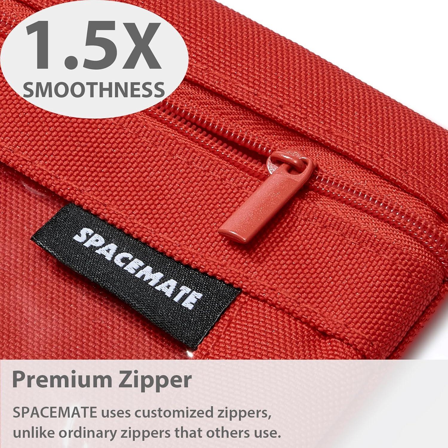 imageSPACEMATE Binder Pencil Pouch Case Box Bag for 3 Ring Binder School Supplies Girls Boys Kids Clear Preppy Stuff Large Aesthetic Pen Organizer Back to College Stationary 1 Pack Coal BlackRed
