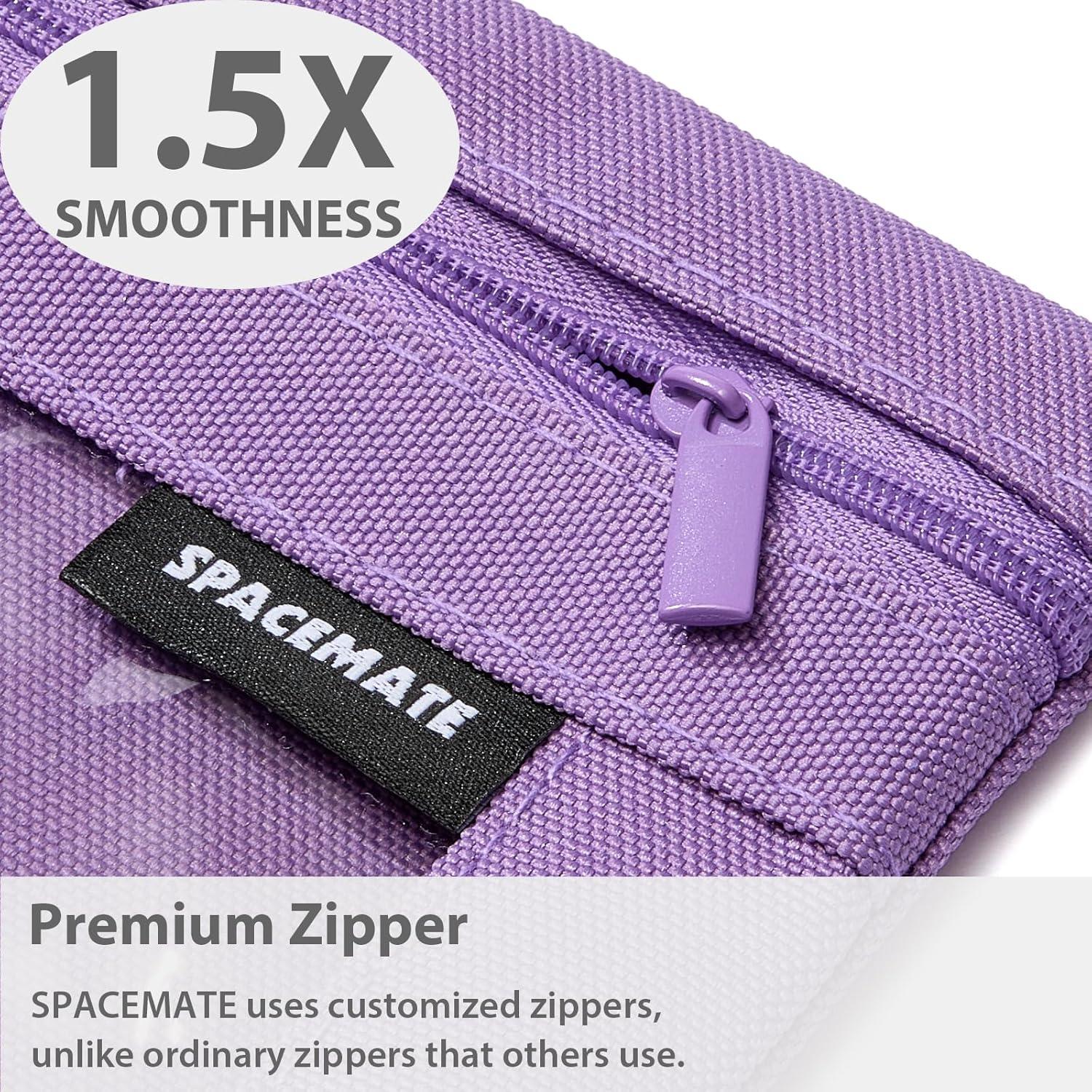 imageSPACEMATE Binder Pencil Pouch Case Box Bag for 3 Ring Binder School Supplies Girls Boys Kids Clear Preppy Stuff Large Aesthetic Pen Organizer Back to College Stationary 1 Pack Coal BlackPurple