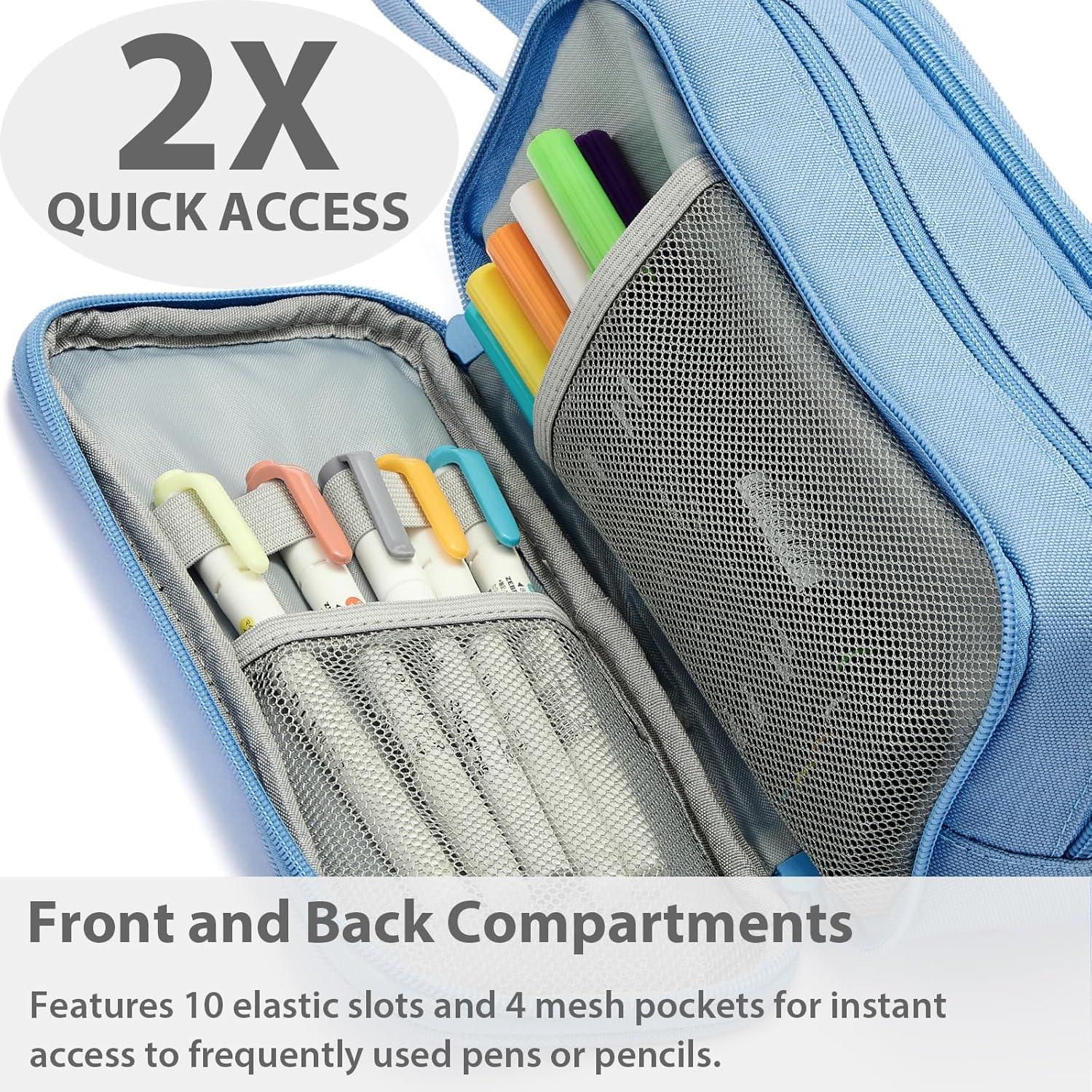 imageSPACEMATE Pencil Case Pouch Box Bag School Supplies Girls Boys Kids Cute Preppy Stuff Big Capacity Aesthetic Pen Organizer Back to College Stationary Black Extra Large Style 2300mlCornflower Blue