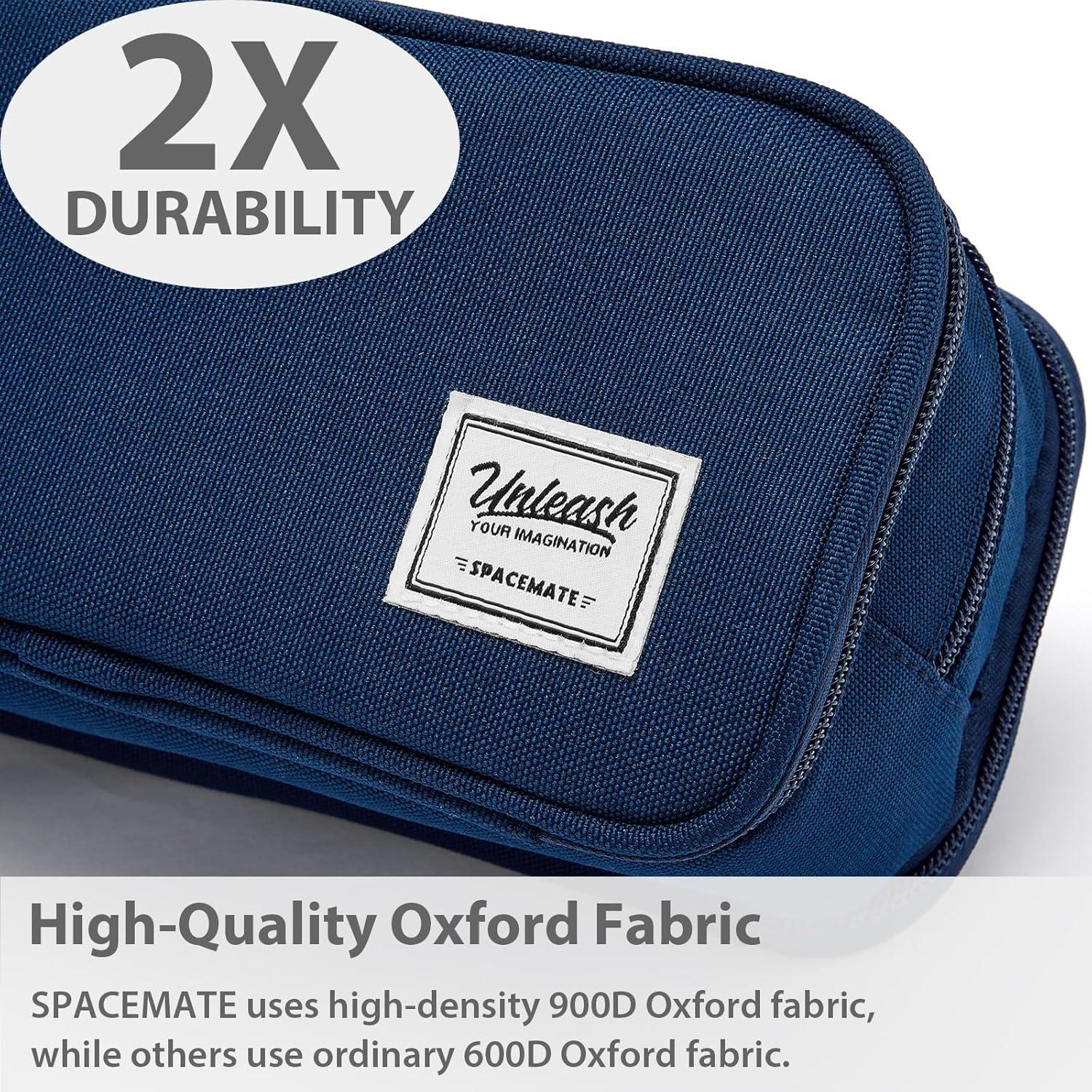 imageSPACEMATE Pencil Case Pouch Box Bag School Supplies Girls Boys Kids Cute Preppy Stuff Big Capacity Aesthetic Pen Organizer Back to College Stationary Black Extra Large Style 2300mlNavy Blue