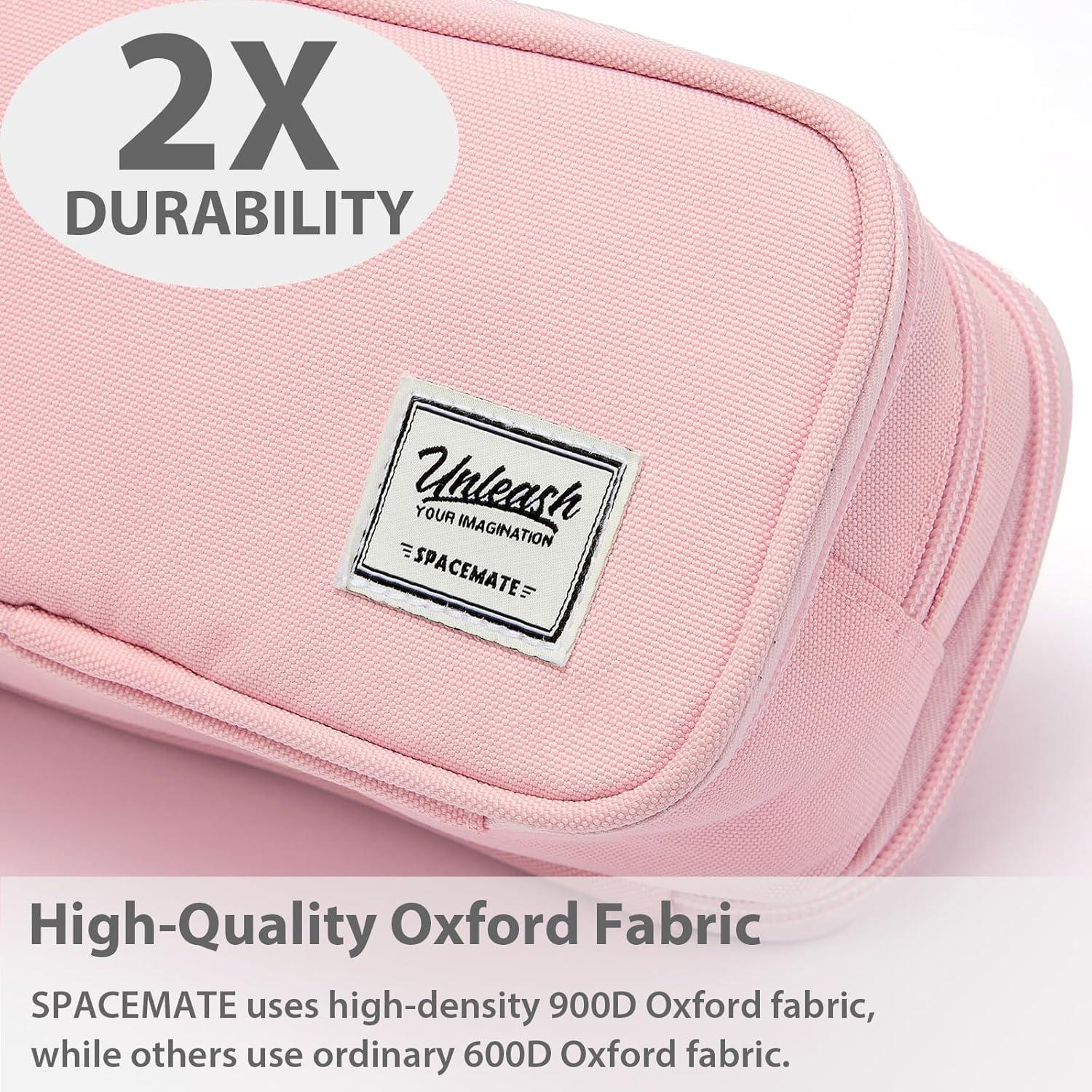 imageSPACEMATE Pencil Case Pouch Box Bag School Supplies Girls Boys Kids Cute Preppy Stuff Big Capacity Aesthetic Pen Organizer Back to College Stationary Black Extra Large Style 2300mlPink