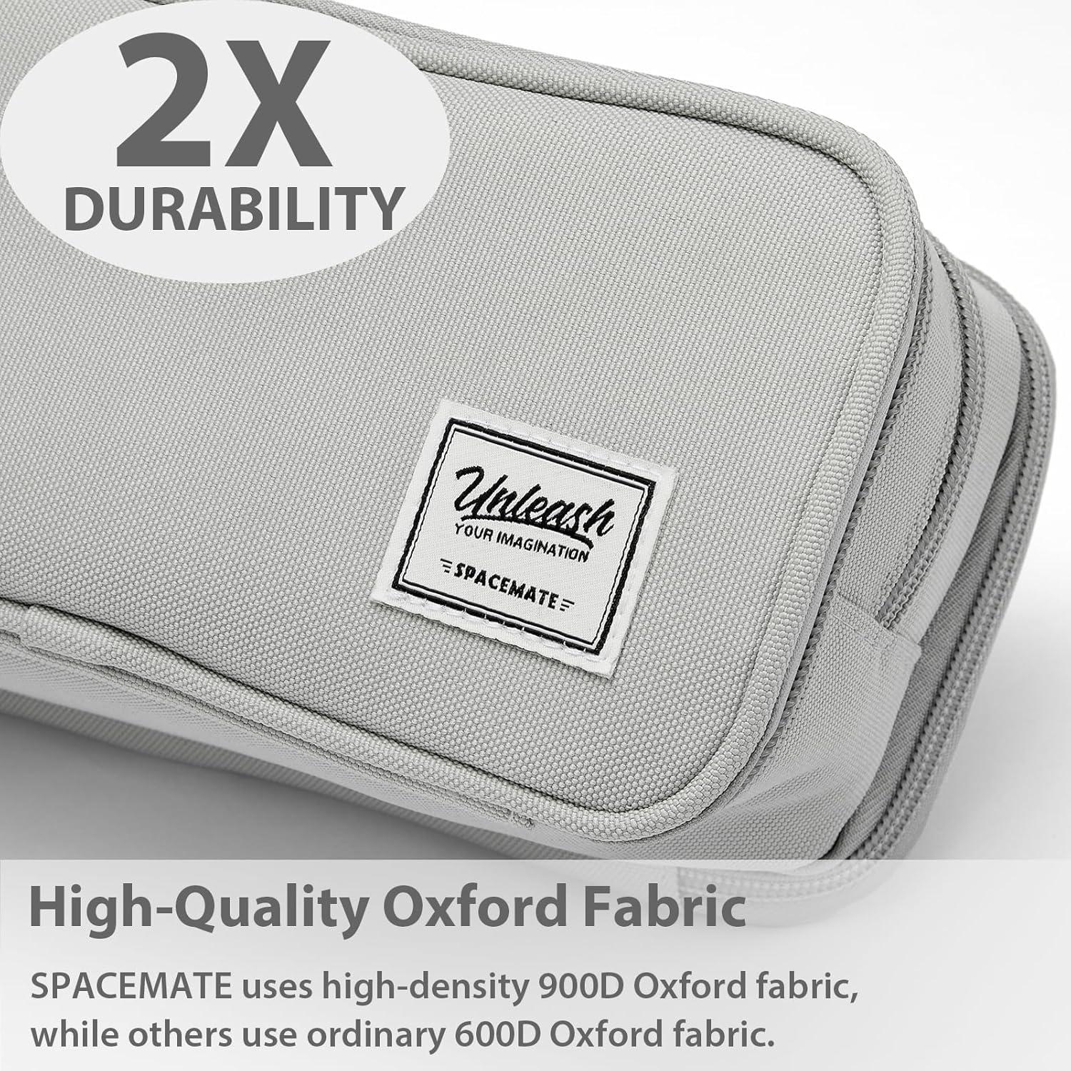 imageSPACEMATE Pencil Case Pouch Box Bag School Supplies Girls Boys Kids Cute Preppy Stuff Big Capacity Aesthetic Pen Organizer Back to College Stationary Black Extra Large Style 2300mlGray