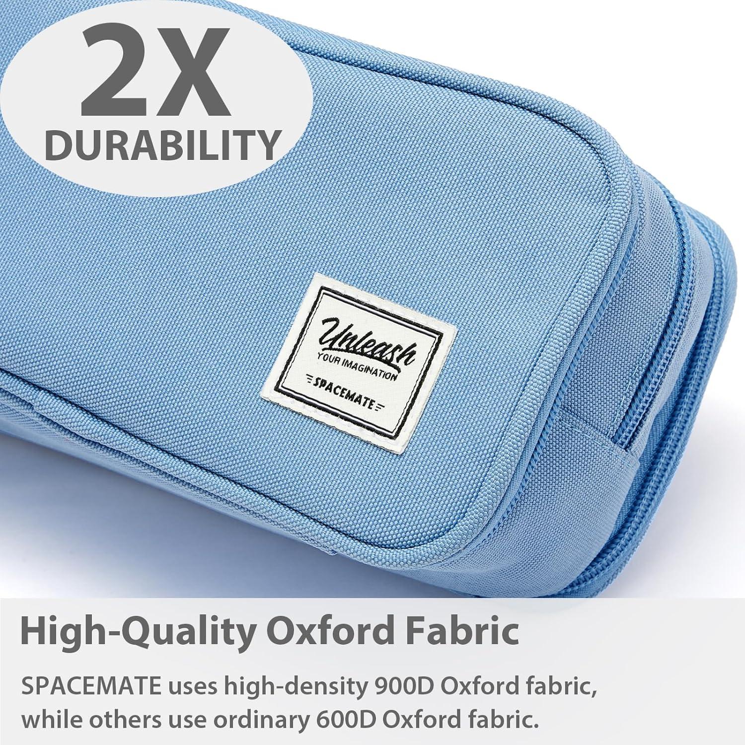 imageSPACEMATE Pencil Case Pouch Box Bag School Supplies Girls Boys Kids Cute Preppy Stuff Big Capacity Aesthetic Pen Organizer Back to College Stationary Black Extra Large Style 2300mlCornflower Blue