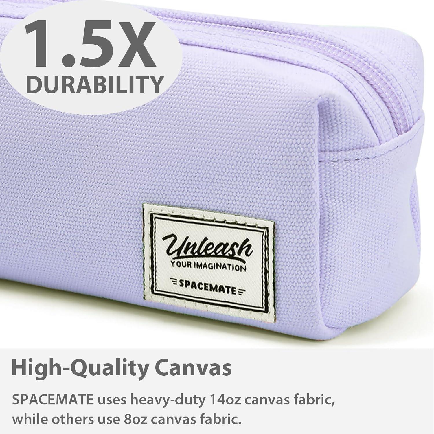 imageSPACEMATE Pencil Case Pouch Box Bag School Supplies Girls Boys Kids Cute Preppy Stuff Large Big Capacity Aesthetic Canvas Pen Organizer Back to College Stationary Sky Blue Simple Style 1200mlLavender