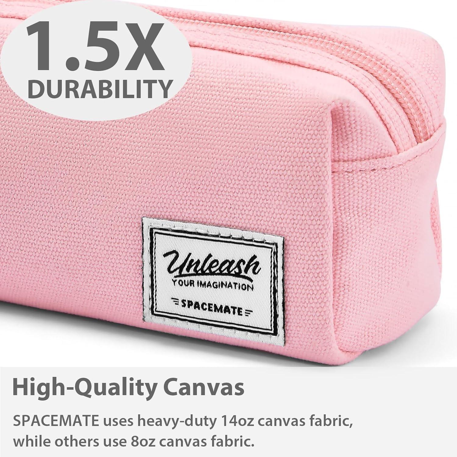 imageSPACEMATE Pencil Case Pouch Box Bag School Supplies Girls Boys Kids Cute Preppy Stuff Large Big Capacity Aesthetic Canvas Pen Organizer Back to College Stationary Sky Blue Simple Style 1200mlRosy Pink