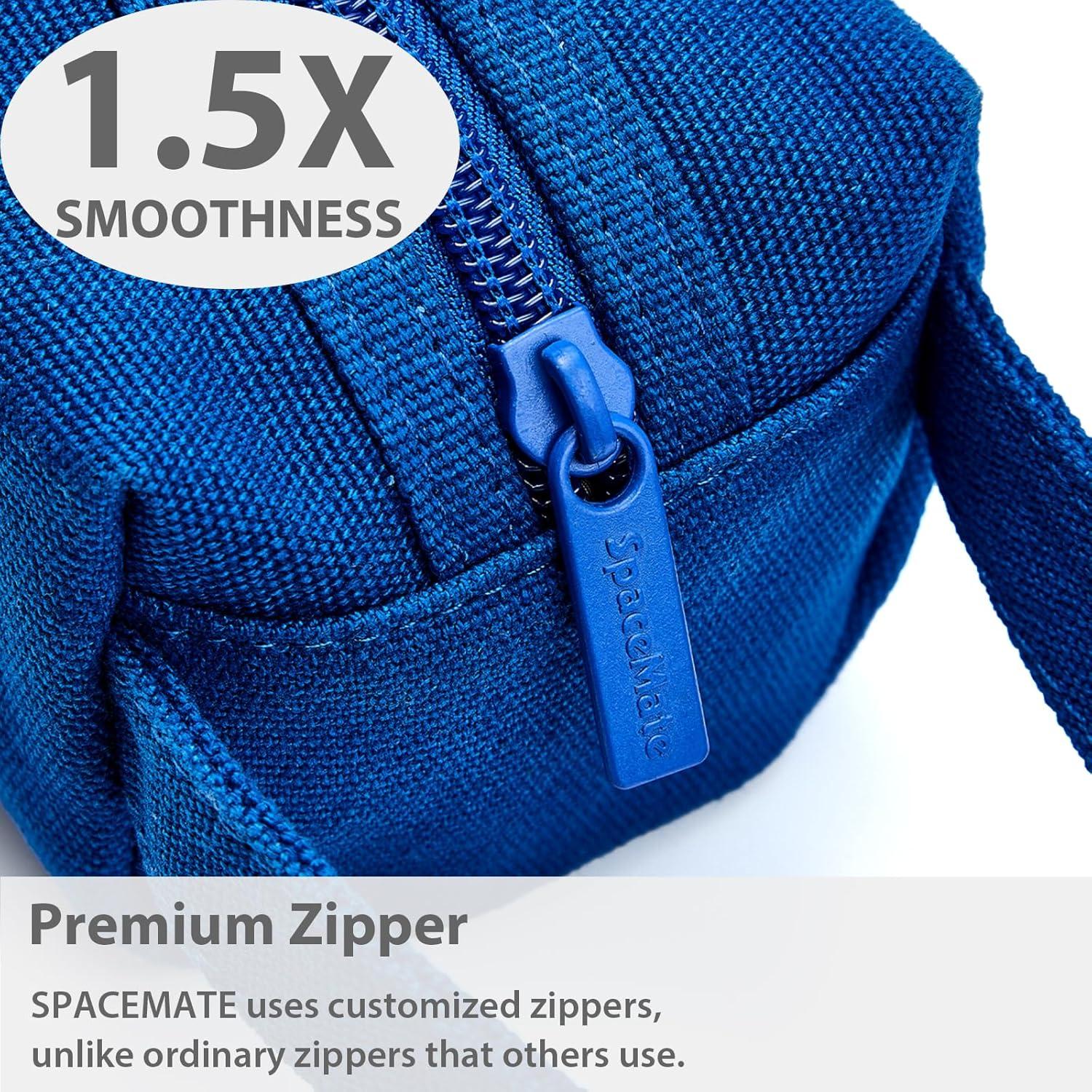 imageSPACEMATE Pencil Case Pouch Box Bag School Supplies Girls Boys Kids Cute Preppy Stuff Large Big Capacity Aesthetic Canvas Pen Organizer Back to College Stationary Sky Blue Simple Style 1200mlRoyal Blue