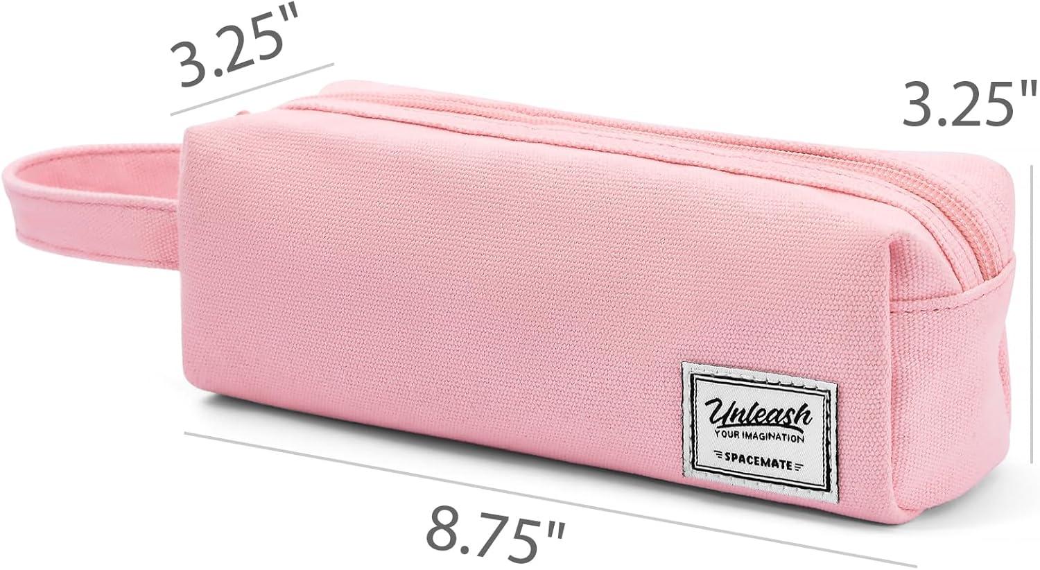 imageSPACEMATE Pencil Case Pouch Box Bag School Supplies Girls Boys Kids Cute Preppy Stuff Large Big Capacity Aesthetic Canvas Pen Organizer Back to College Stationary Sky Blue Simple Style 1200mlRosy Pink