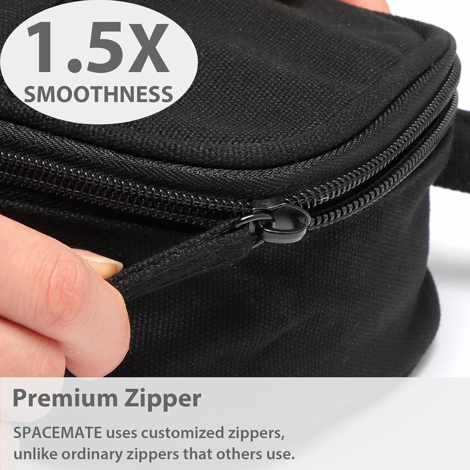 imageSPACEMATE Pencil Case Pouch Box Bag School Supplies Girls Boys Kids Cute Preppy Stuff Large Big Capacity Aesthetic Pen Organizer Back to College Stationary Dark Cyan Heavy Duty Canvas 1800mlCoal Black
