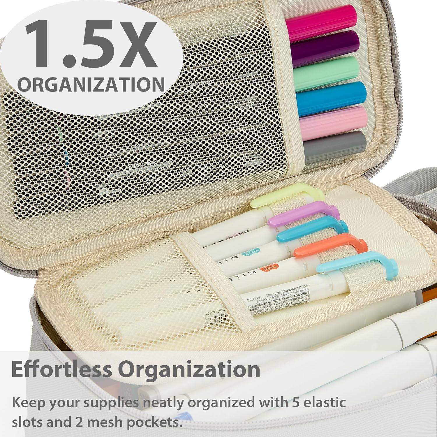 imageSPACEMATE Pencil Case Pouch Box Bag School Supplies Girls Boys Kids Cute Preppy Stuff Large Big Capacity Aesthetic Pen Organizer Back to College Stationary Coal Black Standard Stlye 1800mlLight Gray