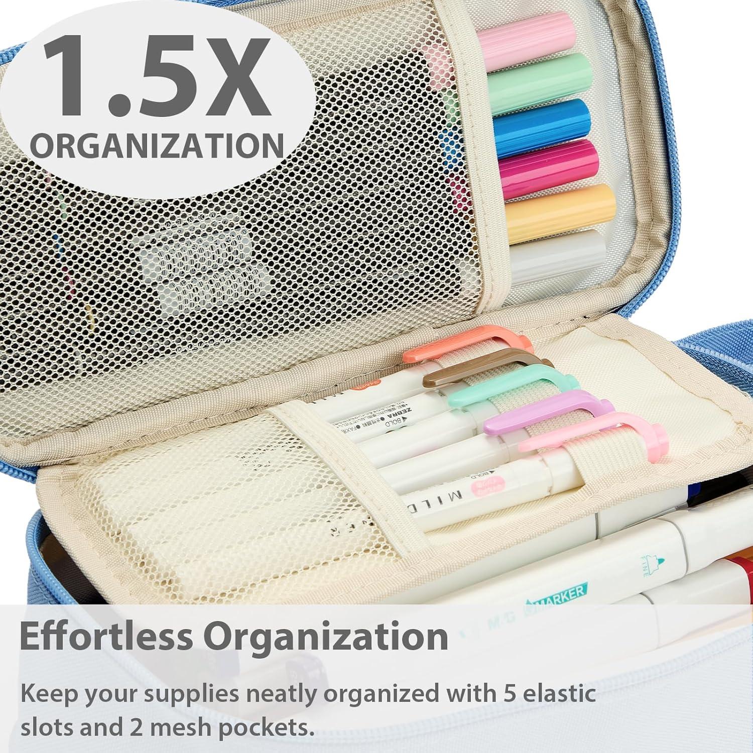 imageSPACEMATE Pencil Case Pouch Box Bag School Supplies Girls Boys Kids Cute Preppy Stuff Large Big Capacity Aesthetic Pen Organizer Back to College Stationary Coal Black Standard Stlye 1800mlCornflower Blue