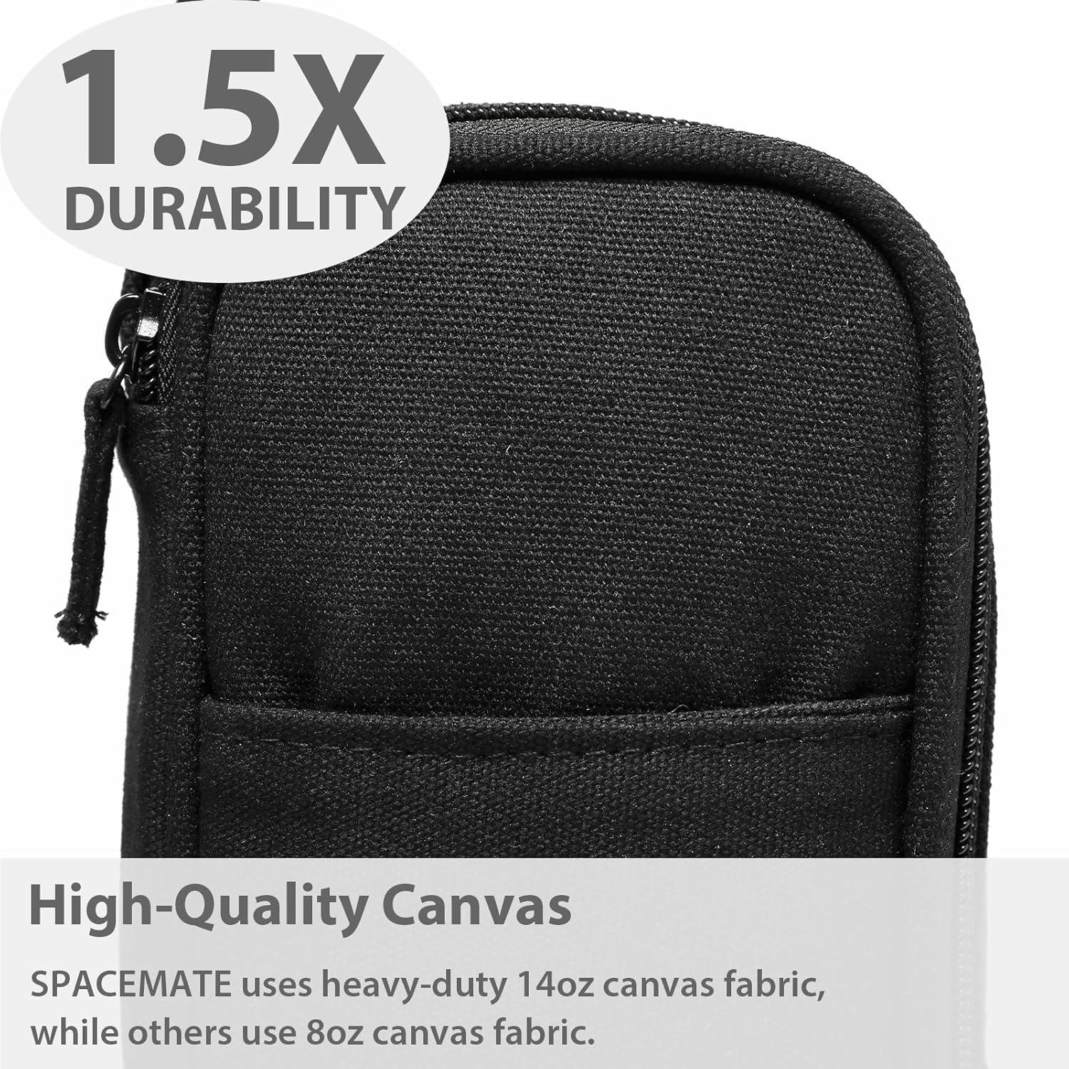 imageSPACEMATE Pencil Case Pouch Box Bag School Supplies Girls Boys Kids Cute Preppy Stuff Large Big Capacity Aesthetic Pen Organizer Back to College Stationary Dark Cyan Heavy Duty Canvas 1800mlCoal Black