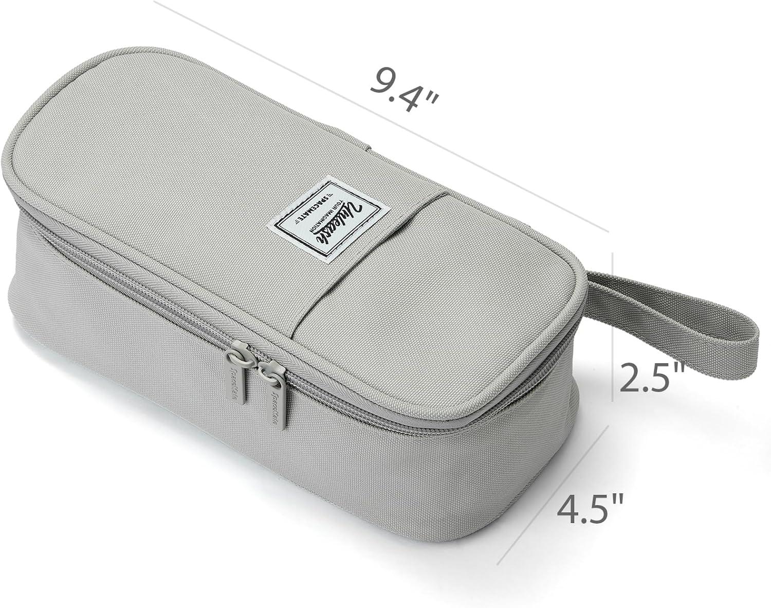 imageSPACEMATE Pencil Case Pouch Box Bag School Supplies Girls Boys Kids Cute Preppy Stuff Large Big Capacity Aesthetic Pen Organizer Back to College Stationary Cornflower Blue Classic Stlye 1800mlGray