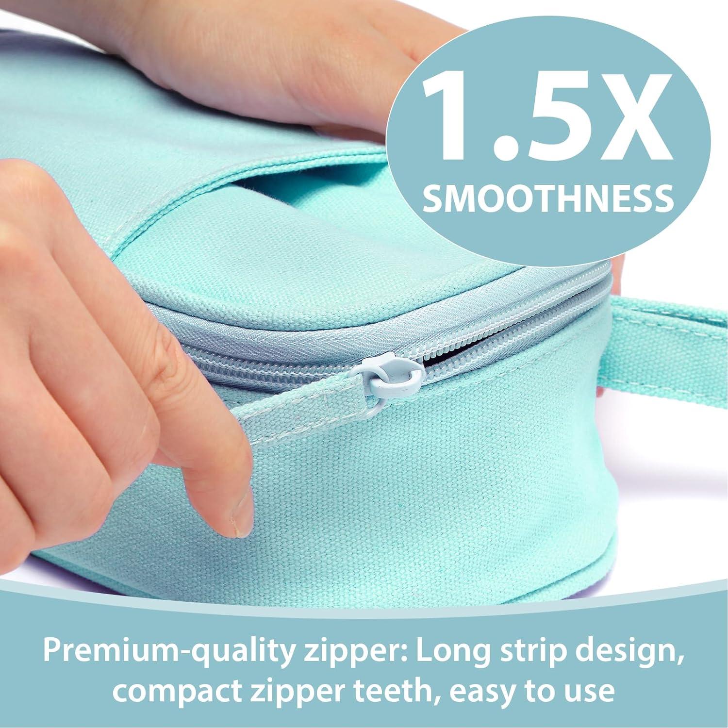 imageSPACEMATE Pencil Case Pouch Box Bag School Supplies Girls Boys Kids Cute Preppy Stuff Large Big Capacity Aesthetic Pen Organizer Back to College Stationary Dark Cyan Heavy Duty Canvas 1800mlEggshell Blue
