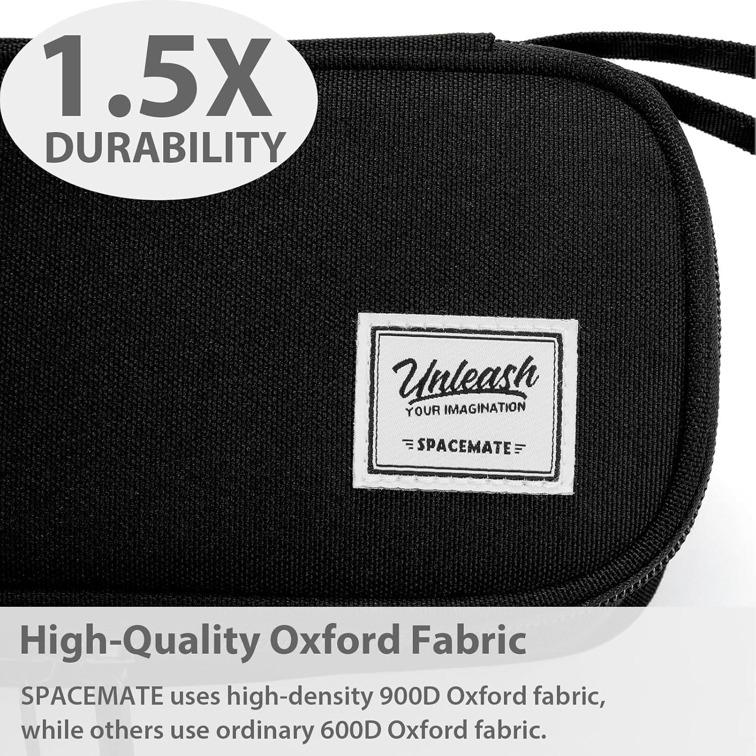imageSPACEMATE Pencil Case Pouch Box Bag School Supplies Girls Boys Kids Cute Preppy Stuff Large Big Capacity Aesthetic Pen Organizer Back to College Stationary Coal Black Standard Stlye 1800mlCoal Black