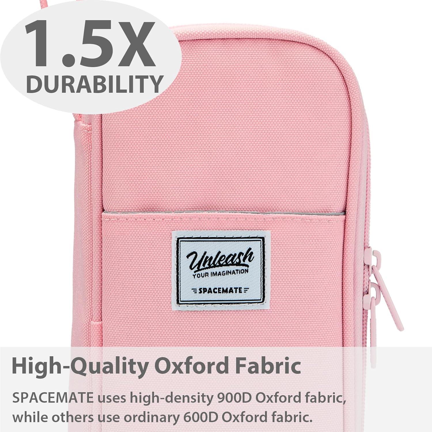 imageSPACEMATE Pencil Case Pouch Box Bag School Supplies Girls Boys Kids Cute Preppy Stuff Large Big Capacity Aesthetic Pen Organizer Back to College Stationary Cornflower Blue Classic Stlye 1800mlPink