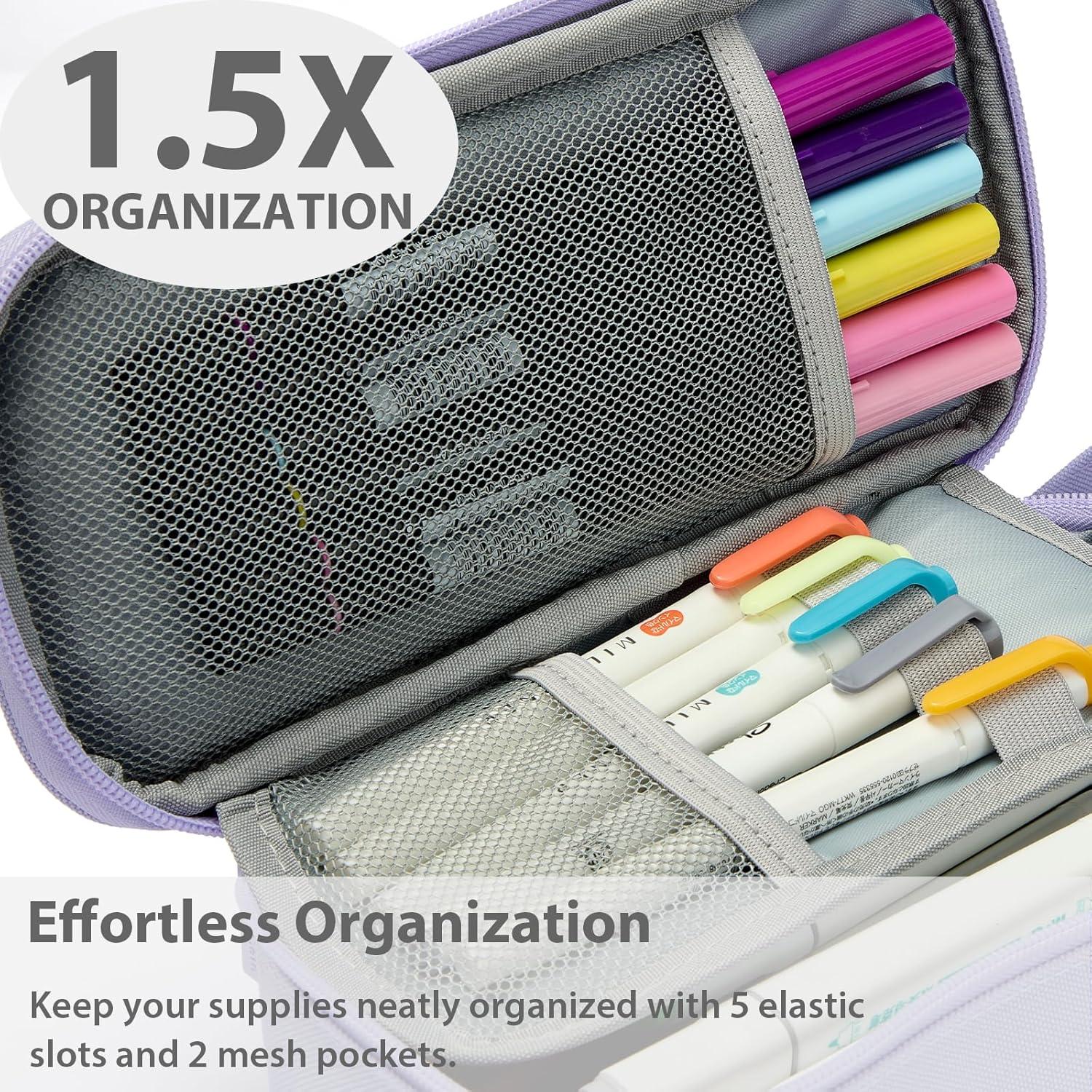 imageSPACEMATE Pencil Case Pouch Box Bag School Supplies Girls Boys Kids Cute Preppy Stuff Large Big Capacity Aesthetic Pen Organizer Back to College Stationary Cornflower Blue Classic Stlye 1800mlPurple