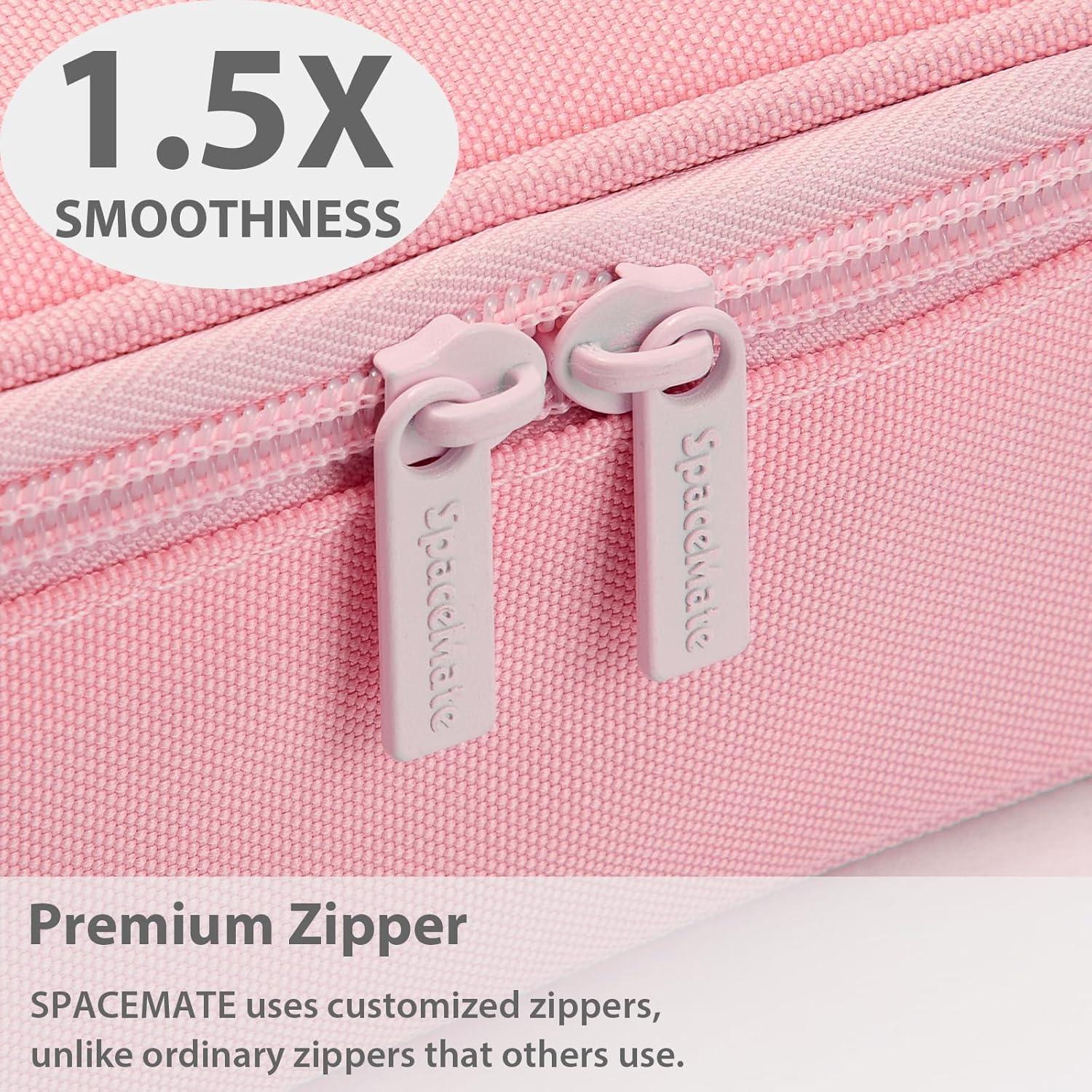 imageSPACEMATE Pencil Case Pouch Box Bag School Supplies Girls Boys Kids Cute Preppy Stuff Large Big Capacity Aesthetic Pen Organizer Back to College Stationary Coal Black Standard Stlye 1800mlLight Pink