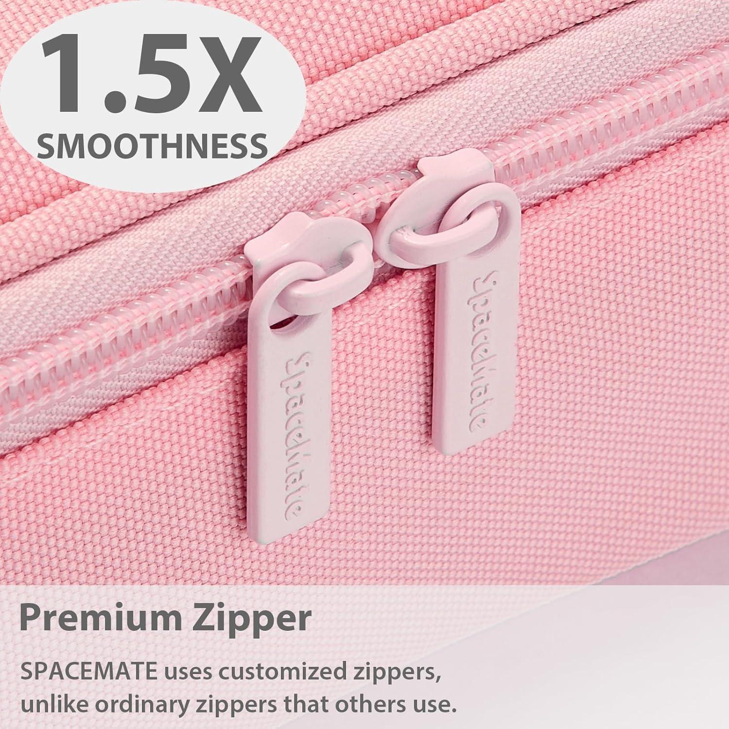 imageSPACEMATE Pencil Case Pouch Box Bag School Supplies Girls Boys Kids Cute Preppy Stuff Large Big Capacity Aesthetic Pen Organizer Back to College Stationary Cornflower Blue Classic Stlye 1800mlPink