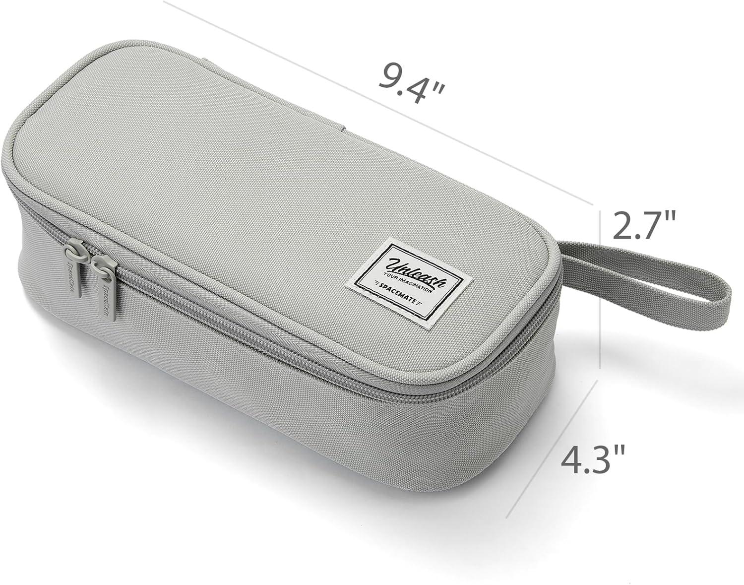 imageSPACEMATE Pencil Case Pouch Box Bag School Supplies Girls Boys Kids Cute Preppy Stuff Large Big Capacity Aesthetic Pen Organizer Back to College Stationary Coal Black Standard Stlye 1800mlLight Gray