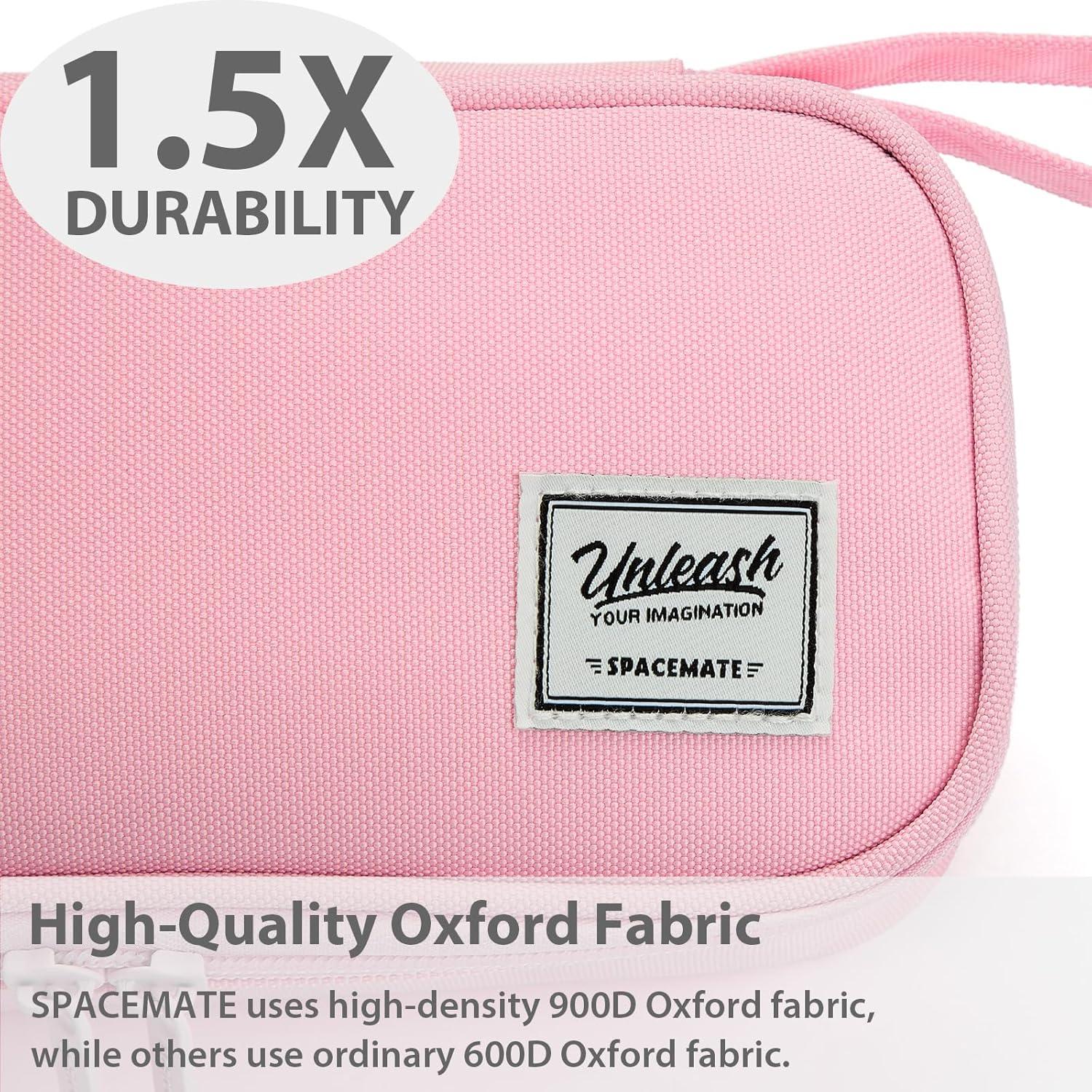 imageSPACEMATE Pencil Case Pouch Box Bag School Supplies Girls Boys Kids Cute Preppy Stuff Large Big Capacity Aesthetic Pen Organizer Back to College Stationary Coal Black Standard Stlye 1800mlLight Pink