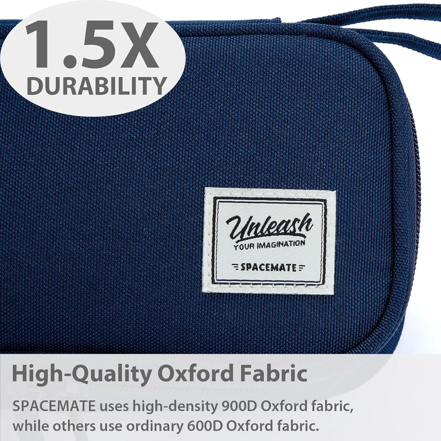 imageSPACEMATE Pencil Case Pouch Box Bag School Supplies Girls Boys Kids Cute Preppy Stuff Large Big Capacity Aesthetic Pen Organizer Back to College Stationary Coal Black Standard Stlye 1800mlMidnight Blue