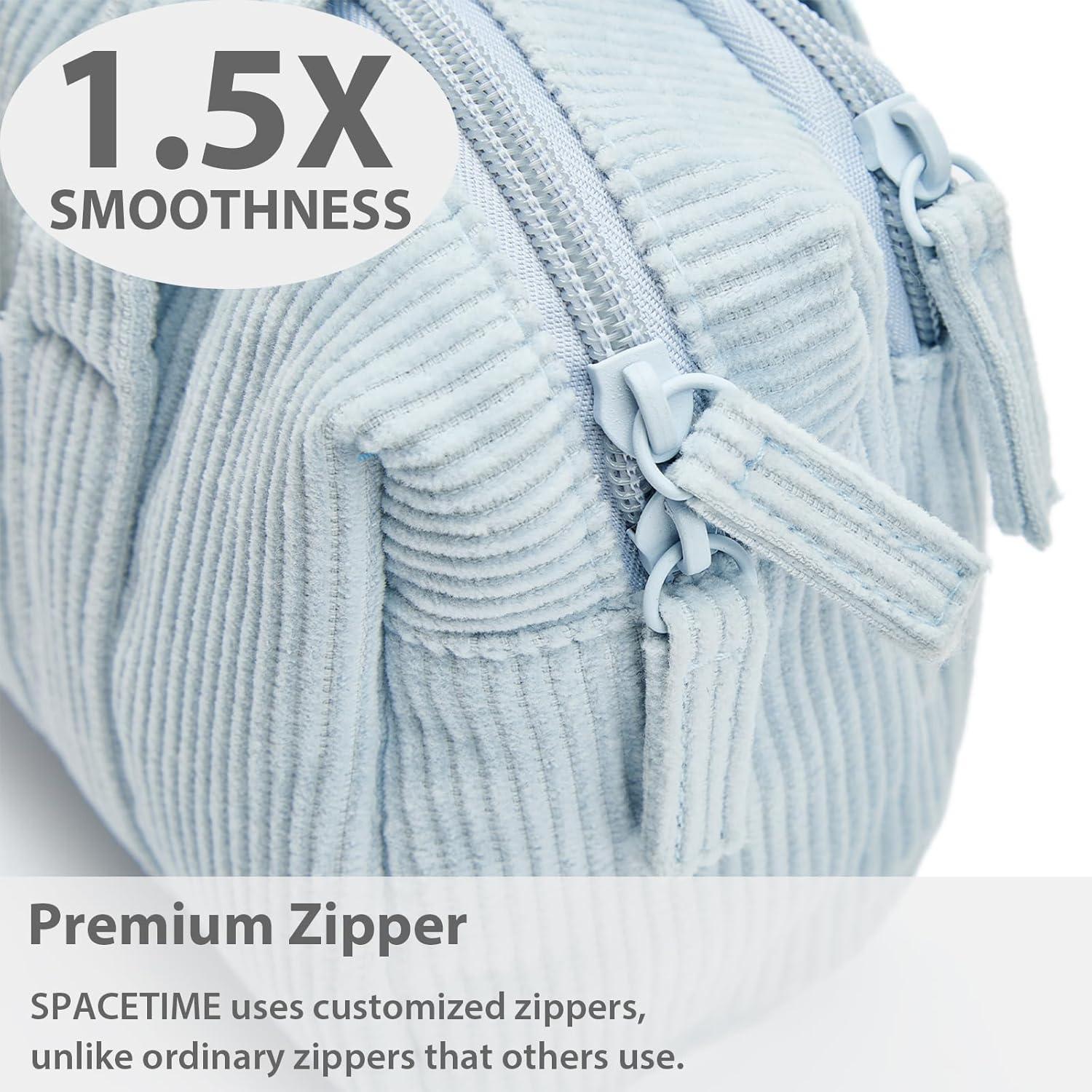 imageSPACEMATE Pencil Case Pouch Box Bag School Supplies Girls Boys Kids Cute Preppy Stuff Large Big Capacity Aesthetic Pen Organizer Back to College Stationary Beige Corduroy Style 1800mlBaby Blue