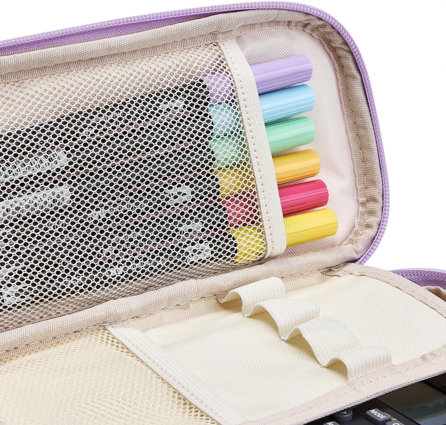 imageSPACEMATE Pencil Case Pouch Box Bag School Supplies Girls Boys Kids Cute Preppy Stuff Large Big Capacity Aesthetic Pen Organizer Back to College Stationary Coal Black Standard Stlye 1800mlLavender
