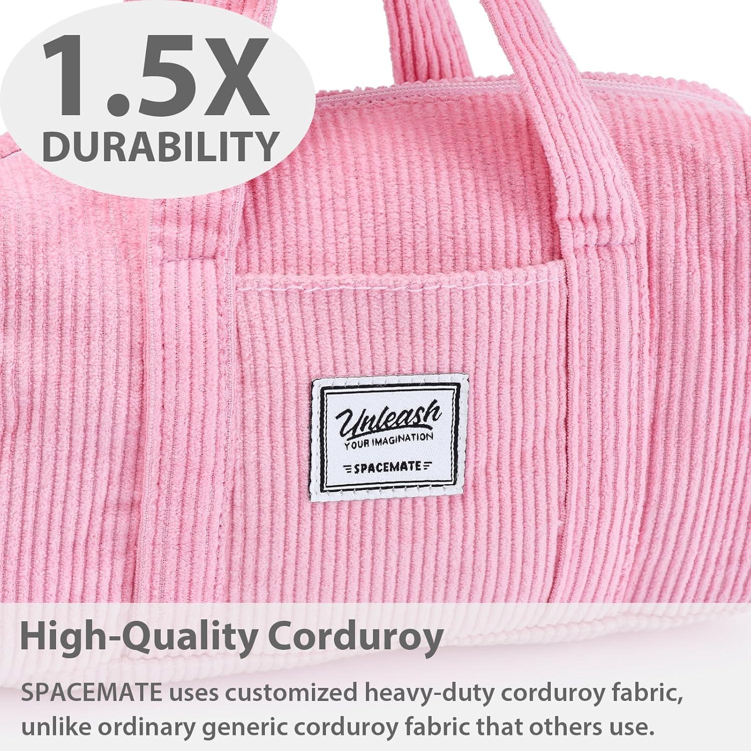 imageSPACEMATE Pencil Case Pouch Box Bag School Supplies Girls Boys Kids Cute Preppy Stuff Large Big Capacity Aesthetic Pen Organizer Back to College Stationary Beige Corduroy Style 1800mlLight Pink