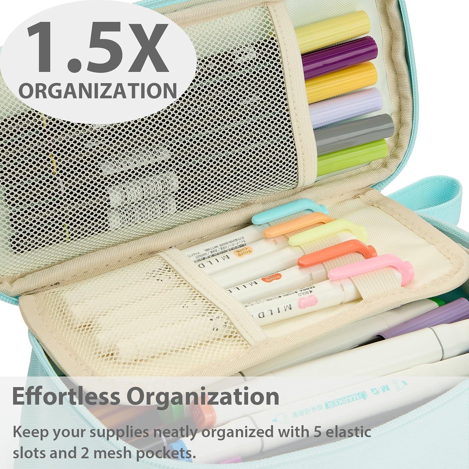 imageSPACEMATE Pencil Case Pouch Box Bag School Supplies Girls Boys Kids Cute Preppy Stuff Large Big Capacity Aesthetic Pen Organizer Back to College Stationary Coal Black Standard Stlye 1800mlEggshell Blue