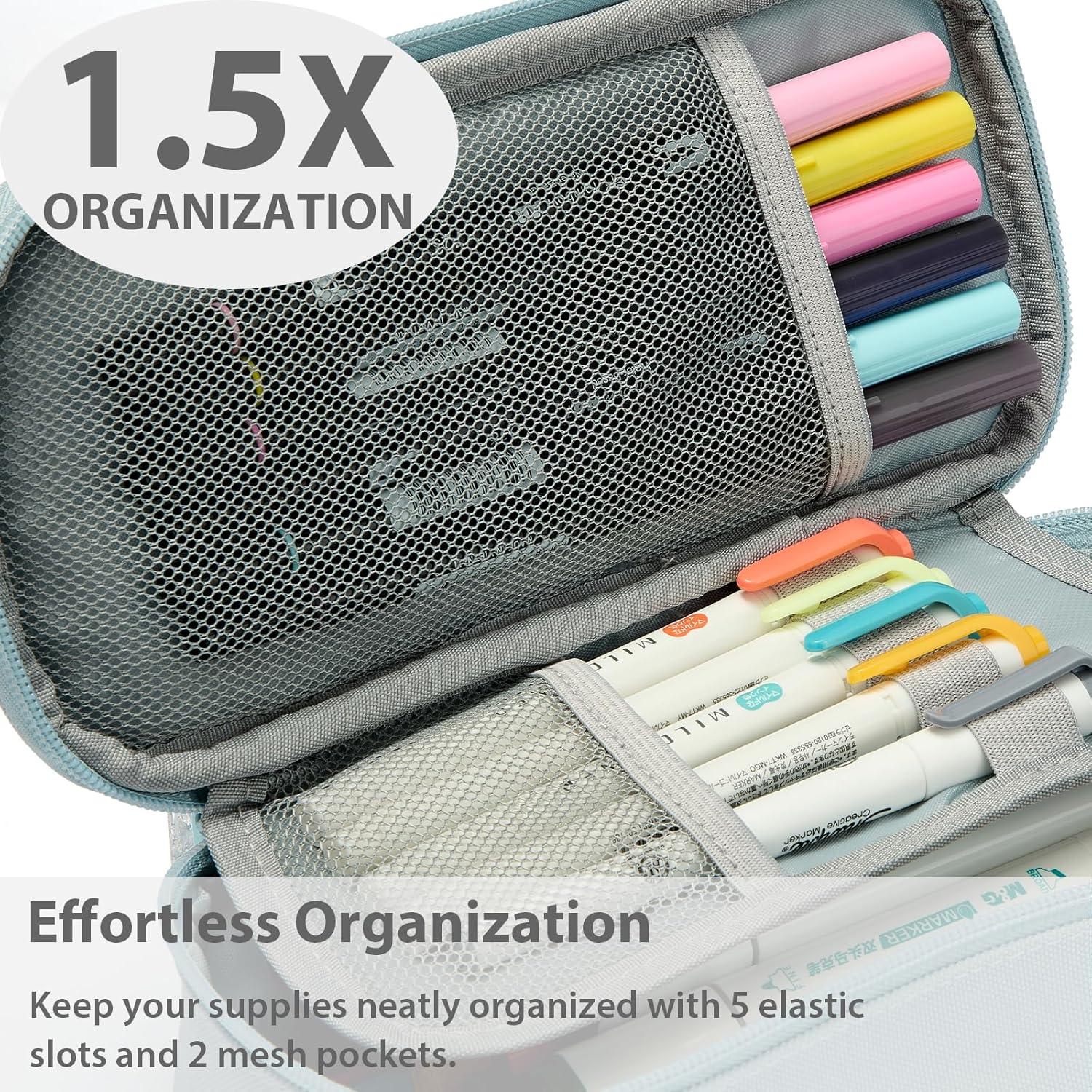 imageSPACEMATE Pencil Case Pouch Box Bag School Supplies Girls Boys Kids Cute Preppy Stuff Large Big Capacity Aesthetic Pen Organizer Back to College Stationary Cornflower Blue Classic Stlye 1800mlPowder Blue