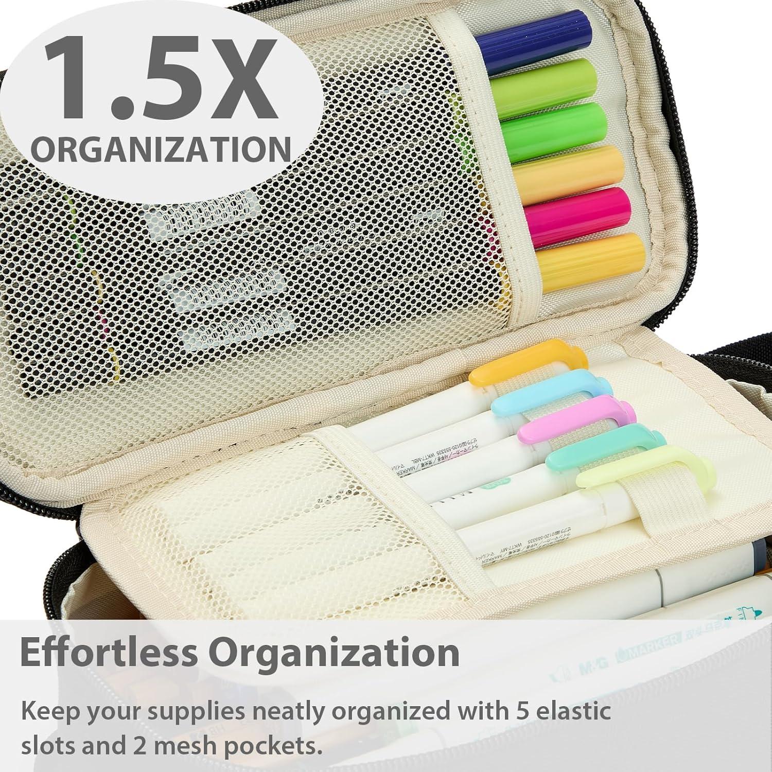 imageSPACEMATE Pencil Case Pouch Box Bag School Supplies Girls Boys Kids Cute Preppy Stuff Large Big Capacity Aesthetic Pen Organizer Back to College Stationary Coal Black Standard Stlye 1800mlCoal Black