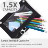 imageSPACEMATE 2 Pack Binder Pencil Pouch Case Box Bag for 3 Ring Binder School Supplies Girls Boys Kids Clear Preppy Stuff Large Aesthetic Pen Organizer Back to College Stationary Light PurpleCoal Black