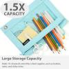 imageSPACEMATE Binder Pencil Pouch Case Box Bag for 3 Ring Binder School Supplies Girls Boys Kids Clear Preppy Stuff Large Aesthetic Pen Organizer Back to College Stationary 1 Pack Coal BlackEggshell Blue