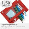 imageSPACEMATE Binder Pencil Pouch Case Box Bag for 3 Ring Binder School Supplies Girls Boys Kids Clear Preppy Stuff Large Aesthetic Pen Organizer Back to College Stationary 1 Pack Coal BlackRed