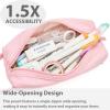 imageSPACEMATE Pencil Case Pouch Box Bag School Supplies Girls Boys Kids Cute Preppy Stuff Large Big Capacity Aesthetic Canvas Pen Organizer Back to College Stationary Sky Blue Simple Style 1200mlRosy Pink