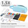 imageSPACEMATE Pencil Case Pouch Box Bag School Supplies Girls Boys Kids Cute Preppy Stuff Large Big Capacity Aesthetic Canvas Pen Organizer Back to College Stationary Sky Blue Simple Style 1200mlSky Blue