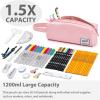 imageSPACEMATE Pencil Case Pouch Box Bag School Supplies Girls Boys Kids Cute Preppy Stuff Large Big Capacity Aesthetic Canvas Pen Organizer Back to College Stationary Sky Blue Simple Style 1200mlRosy Pink