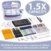 imageSPACEMATE Pencil Case Pouch Box Bag School Supplies Girls Boys Kids Cute Preppy Stuff Large Big Capacity Aesthetic Pen Organizer Back to College Stationary Dark Cyan Heavy Duty Canvas 1800mlPurple