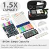 imageSPACEMATE Pencil Case Pouch Box Bag School Supplies Girls Boys Kids Cute Preppy Stuff Large Big Capacity Aesthetic Pen Organizer Back to College Stationary Dark Cyan Heavy Duty Canvas 1800mlCoal Black