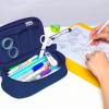 imageSPACEMATE Pencil Case Pouch Box Bag School Supplies Girls Boys Kids Cute Preppy Stuff Large Big Capacity Aesthetic Pen Organizer Back to College Stationary Dark Cyan Heavy Duty Canvas 1800mlMidnight Blue