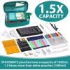 imageSPACEMATE Pencil Case Pouch Box Bag School Supplies Girls Boys Kids Cute Preppy Stuff Large Big Capacity Aesthetic Pen Organizer Back to College Stationary Dark Cyan Heavy Duty Canvas 1800mlDark Cyan