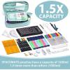 imageSPACEMATE Pencil Case Pouch Box Bag School Supplies Girls Boys Kids Cute Preppy Stuff Large Big Capacity Aesthetic Pen Organizer Back to College Stationary Dark Cyan Heavy Duty Canvas 1800mlLight Green